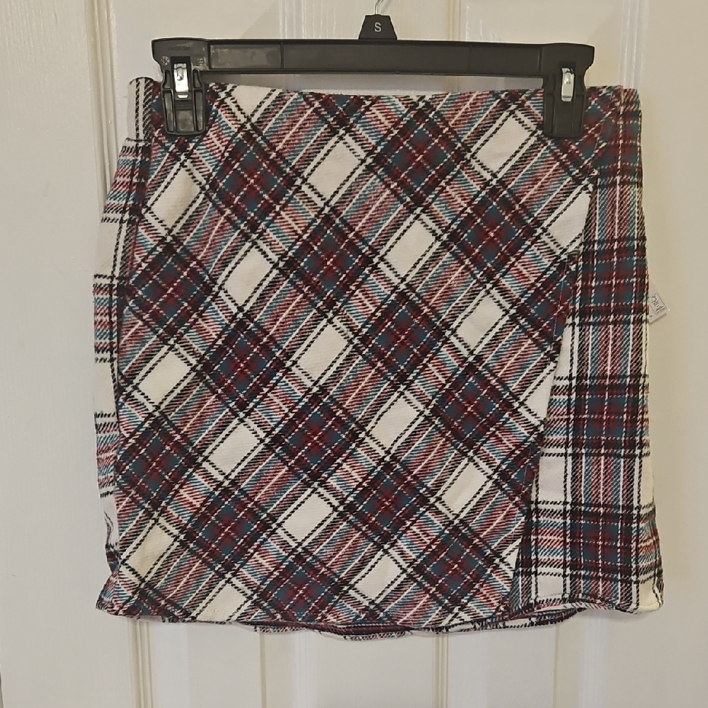 SO Plaid Pencil Skirt - Red, Blue, and White